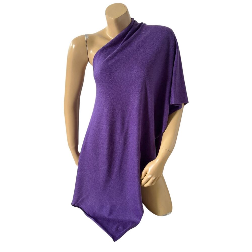 KERISMA Womens One Size Purple Asymmetric One Shoulder Tunic Poncho Sweater